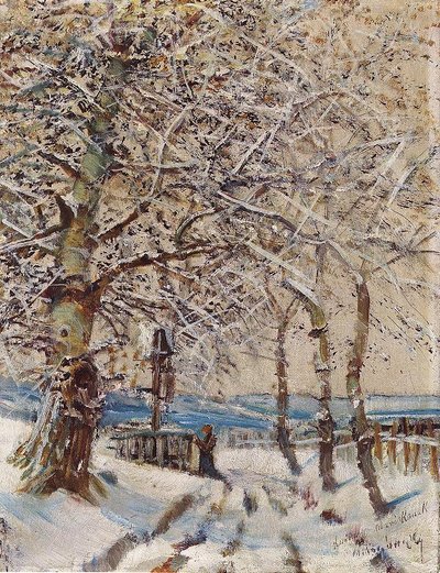 Trees with Hoar-frost by Laszlo Mednyanszky